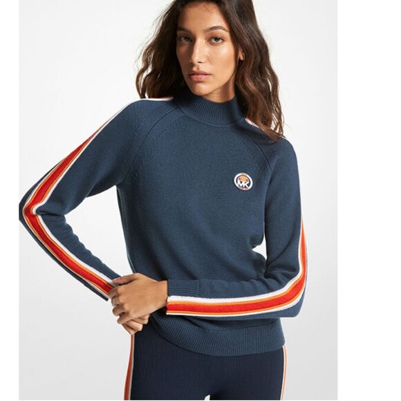 Exclusive Collab Michael Kors X Ellesse Merino Wool Mock-Neck Sweater Apres Ski - Picture 1 of 14